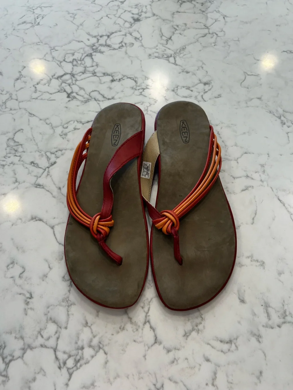 Keen Red Orange Strappy Thong Flip‎ Flop Sandals Shoes Size 8
